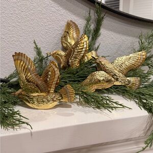 Vintage Solid Brass Flying Birds Wall Decor Set Mid Century Style